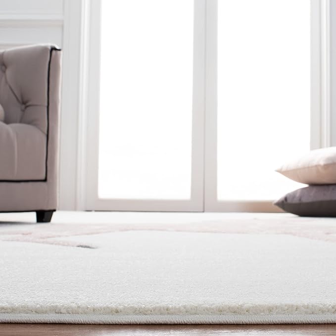 SAFAVIEH Carousel Kids Collection Accent Rug - 4' x 6', Ivory & Pink, Non-Shedding & Easy Care, Ideal for High Traffic Areas for Boys & Girls in Playroom, Nursery, Bedroom (CRK163A)