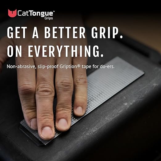 CATTONGUE GRIPS Non-Abrasive Grip Tape Wrap - 2” Thick Heavy-Duty, Waterproof Anti-Slip Tape for Wrapping Tools, Bats, Gym Equipment - Indoor & Outdoor Anti-Slip Solution (Black, 10ft)
