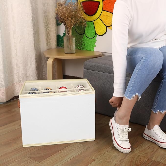 Shoe Storage Box Organizer for Closet - Space Saver Shoes Containers Bin with Clear Lids Stackable, Can Fit Ottoman, Foldable Shoe Rack Cabinet Cubby for Wardrobe (1 Pack)