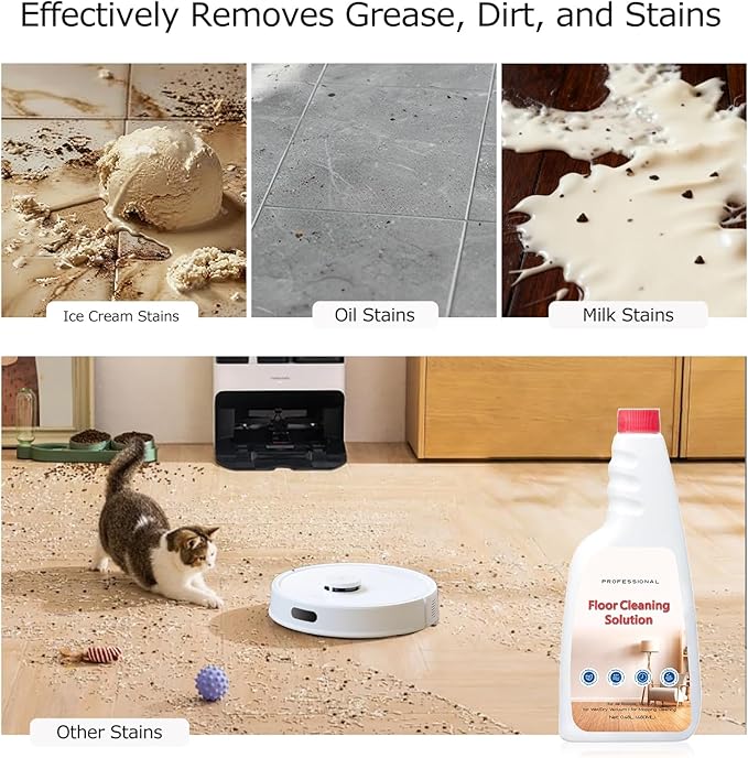 Cleaner Solution for Roborock Cleaning Solution Citrus Scented, Deep Clean Residue & Streak Free for Hardwood Multi Surface, Compatible with Roborock Saros 10/10R/Z70, Q7 Q8 Q10 S7 S8 Qrevo Series
