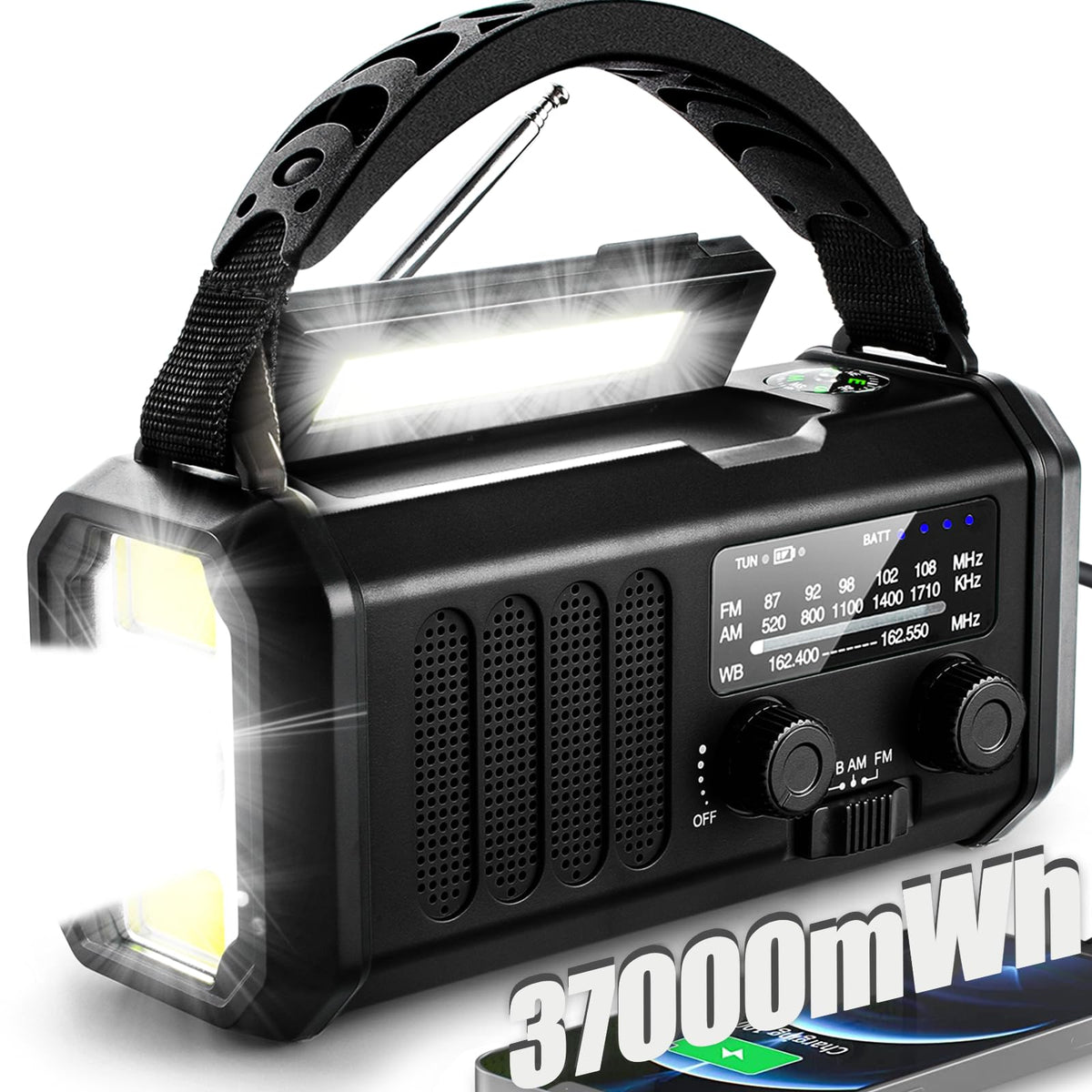 Emergency Weather Radio with NOAA Alert, Portable Solar - Image 1