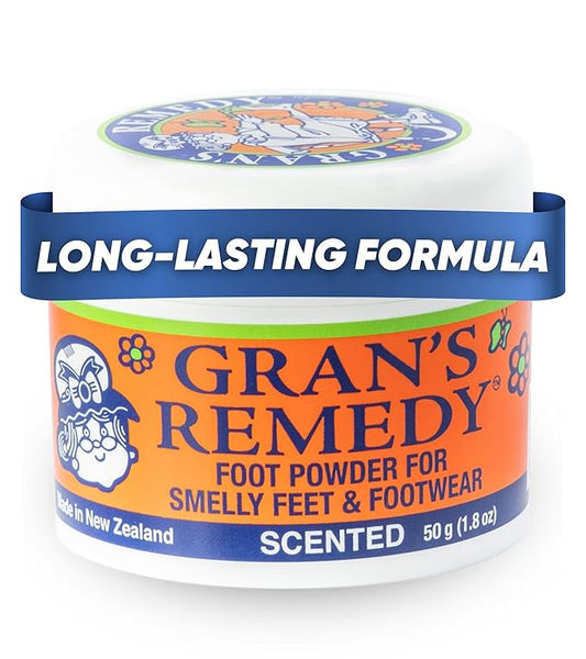 Gran's Remedy Scented Foot Powder - Effective Odor Eliminator & Moisture Absorbing Shoe Deodorizer for Shoes and Feet - Travel Size Freshness - Citrus
