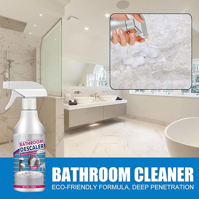 60ml/2.02fl oz Bathroom Descaler, Bathroom Descaler Foam Cleaner, Stubborn Stains Cleaner, Bathroom Descaler Spray, Bubble Cleaner Foam Spray, All Purpose Rinse Cleaning Foam for Bathroom (3PCS)