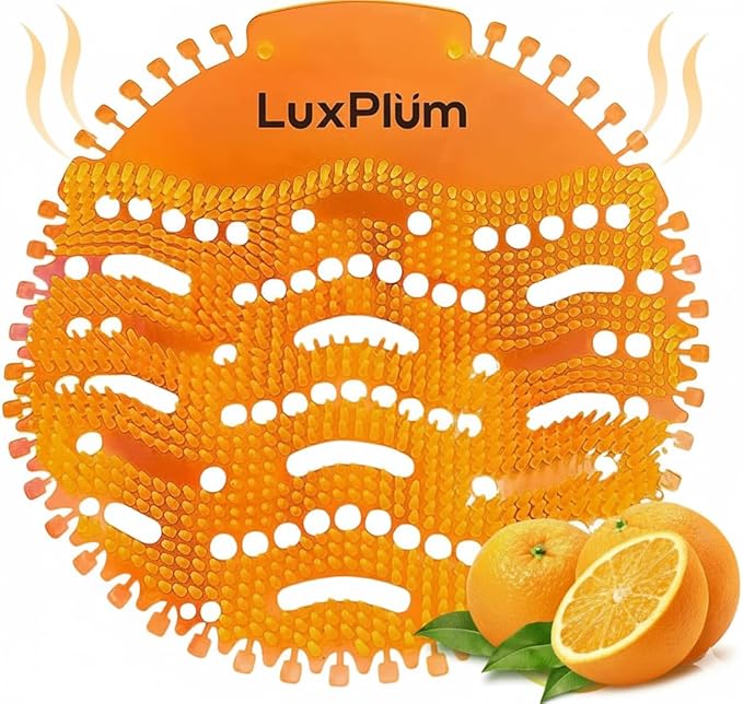 Urinal Screens Deodorizer 10 Pack Long-Lasting Orange Scent, Splash Control Urinal Mats Odor Eliminator for Wet & Dry Urinals Bathroom Freshener, Toilet Deodorizer, Urinal Cakes
