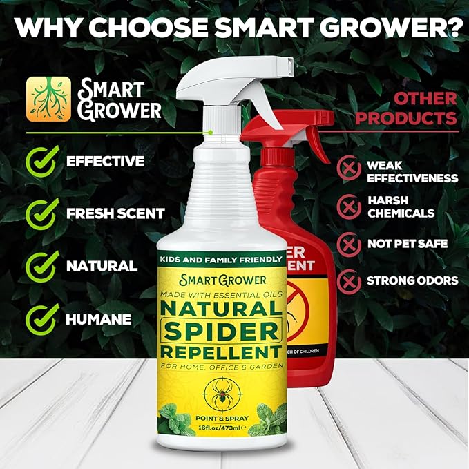 Natural Spider Repellent Spray – Indoor Spider Spray with Peppermint & Lavender, Family & Pet Friendly – Fresh Scent Spider Remover for Bedrooms, Bathrooms, Closets & Corners 16oz Ready to Use