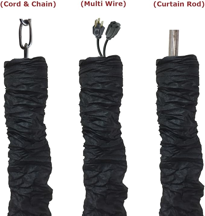 Royal Designs, Inc. CC-17-BLK Black Cord & Chain Cover 4' Silktype Fabric Touch Fastener, Black