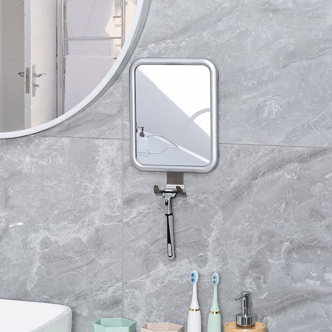 Ettori Shower Mirror Fogless for Shaving and Shower Squeegee for Glass Doors