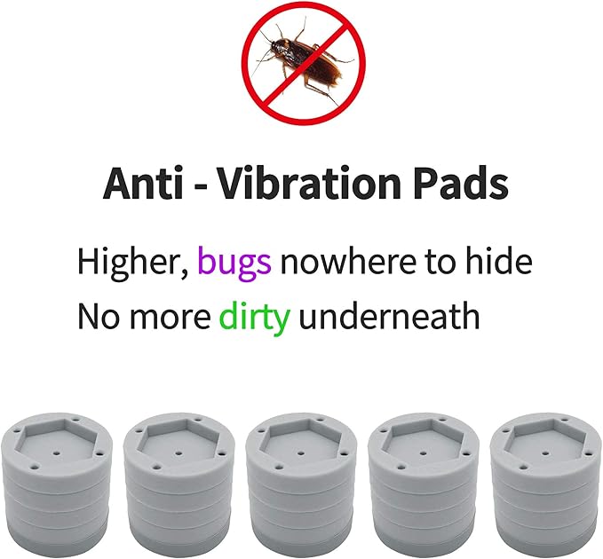 [What'sUp?] Anti Vibration Pads for Washing Machine- Washer Dryer Noise Reduction& Shock Absorbing Rubber Feet - Heavy Duty Anti-Slip Pads for Furniture, Appliances, and Equipment- 8 Pack for Home Use