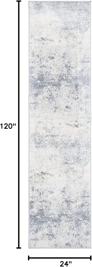 SAFAVIEH Brentwood Collection Runner Rug - 2' x 10', Grey & Ivory, Modern Abstract Design, Non-Shedding & Easy Care, Ideal for High Traffic Areas in Living Room, Bedroom (BNT822H)