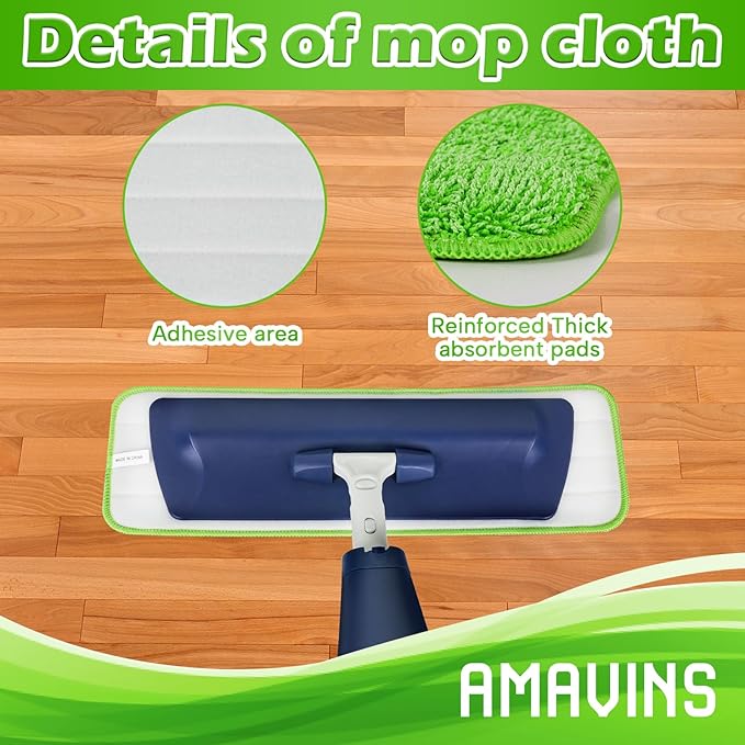 3 Pack Microfiber Cleaning Pads, Reusable Microfiber Mop Pads for 18 Inch Mop, Hardwood Floor Replacement Cleaning Mop Pads, Machine Washes