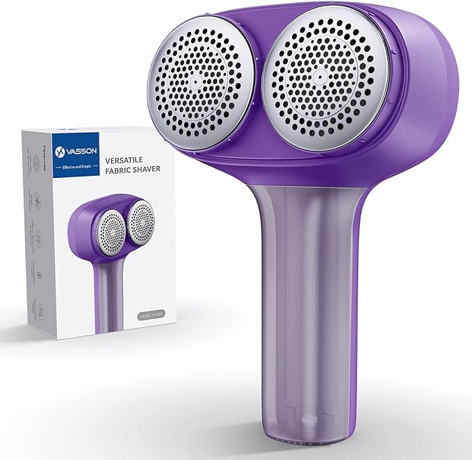 VASSON Fabric Shaver, Electric Lint Remover, Rechargeable Lint Shaver, Sweater Shavers to Remove Pilling, Large Fuzz Remover for Clothes Couch Furniture (Purple)