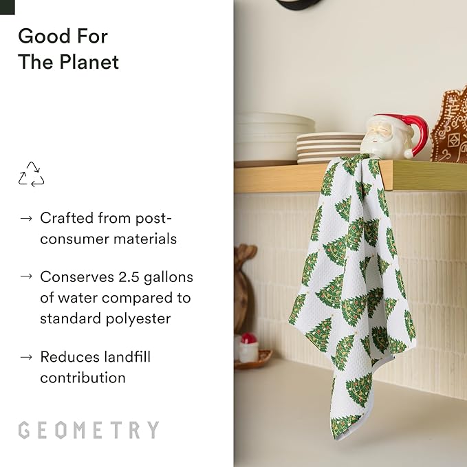 GEOMETRY Christmas Kitchen Towels - Quick Dry Microfiber Cloth Dish Towels for Kitchen Drying - Premium Quick Dry Towel - Decked Out