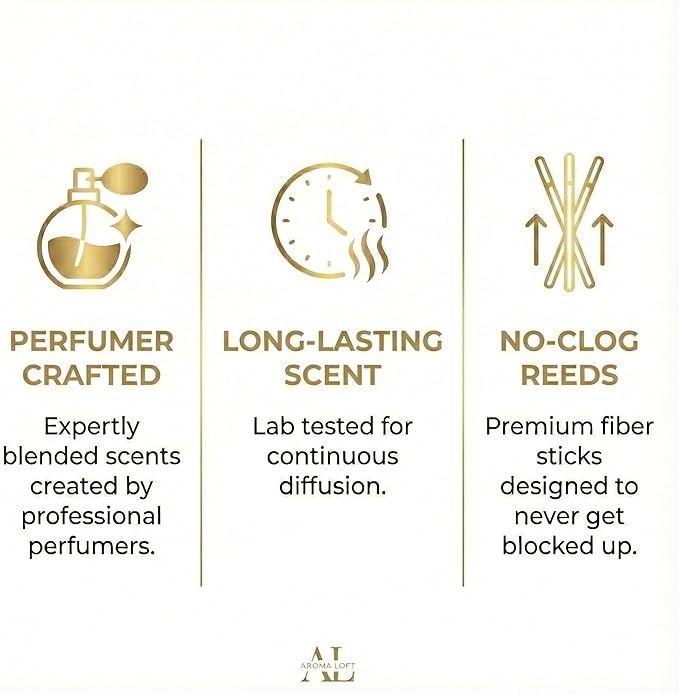 Reed Diffuser - Fragrance Diffuser for Home - 5 oz. Oil Diffuser Sticks - Bathroom Diffuser Set- Oil Diffuser Reeds - Scent Sticks in Oil-Office Smell Good Stuff (Black, Cashmere Vanilla)