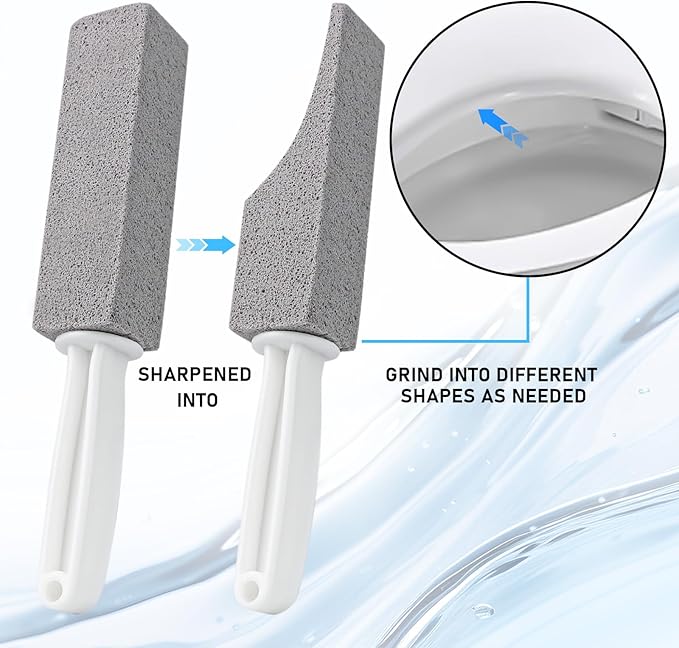 ddLUCK 2 Pack Pumice Cleaning Stone with Handle, Toilet Bowl Cleaner Toilet Brush with Non-Slip Long Plastic Handle for Kitchen/Bath/Pool/Household Cleaning