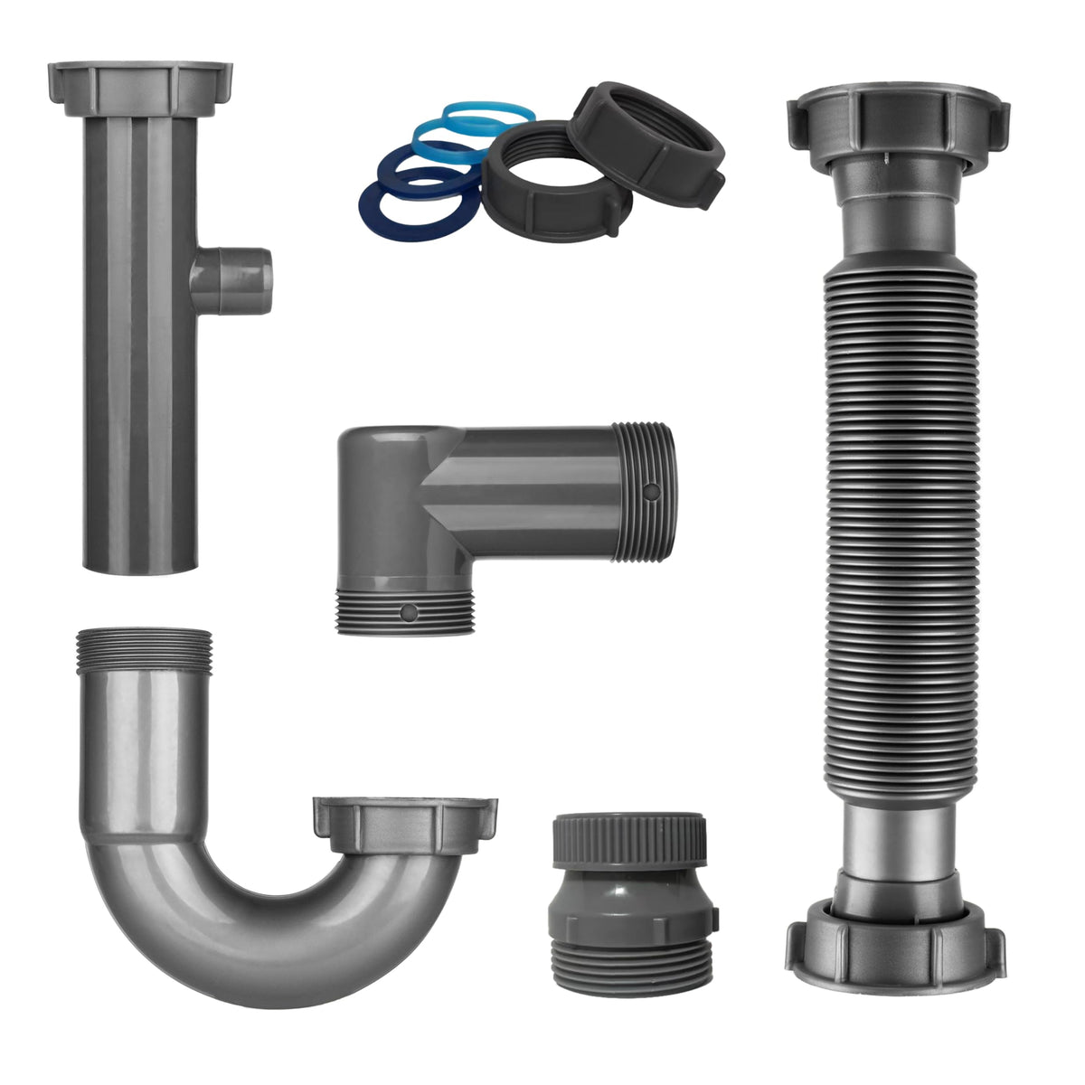 Universal 1-1/4 and 1-1/2 Inch P-Trap Sink Drain Kit - Image 1