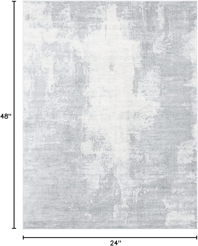 SAFAVIEH Jasper Collection Accent Rug - 2' x 4', Light Grey & Ivory, Modern Abstract Design, Non-Shedding & Easy Care, Ideal for High Traffic Areas in Entryway, Living Room, Bedroom (JSP101F)
