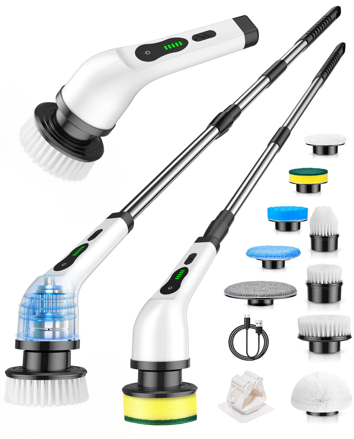 Cordless Electric Spin Scrubber, 9 Brush Heads, 2-Speed Motor - Image 1