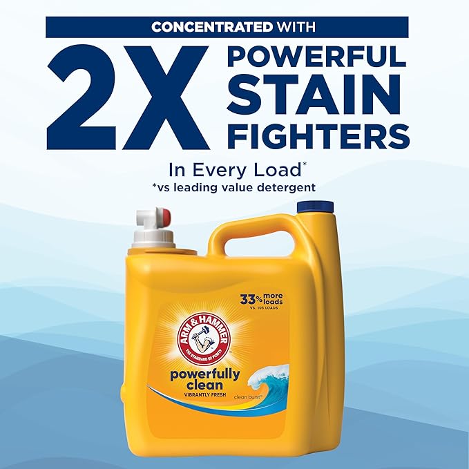 ARM & HAMMER Liquid Laundry Detergent, Clean Burst Fresh, 170 fl oz, 170 Loads