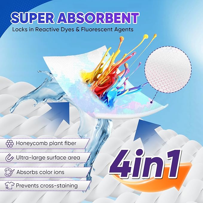 Veuslumen 400 Count Color Catchers for Laundry - Color Absorber Sheets Protect Colors & Prevent Color Bleeding