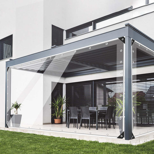 20oz Outdoor Clear Curtain, PVC Vinly Outdoor Clear Panel Curtain - Image 1