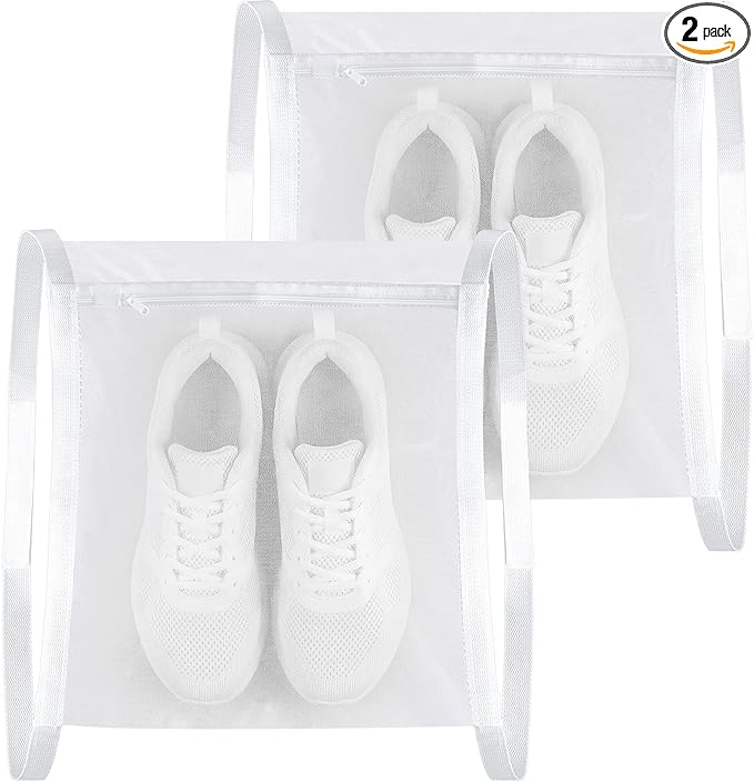 2Pcs Laundry Bags, Mesh Wash Bags, Protect Clothes in Washing Machine, Large Honey Comber Mesh Bag with Zipper and Strap for College,Dorm,Storage (15.7" Large)