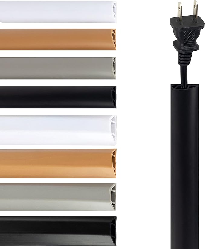 Rubber Bond TV Cord Hider Cable Protector - Strong Self Adhesive Wall Cord Cover Cable Hider - Low Profile Cable Management Wall Cord Concealer Cable Raceway