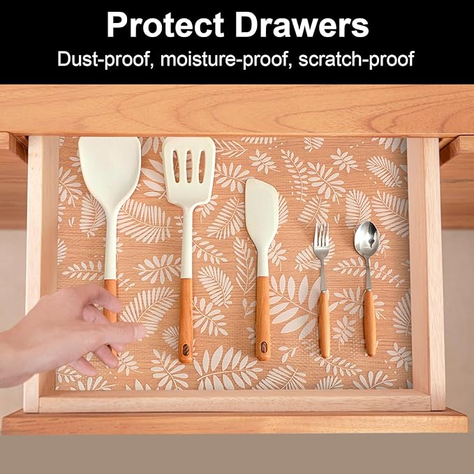 Cooyes Shelf and Drawer Liners for Kitchen Cabinets, Non Adhesive Cabinet Liner, EVA Waterproof Durable Non-Slip Drawer Mats for Shelves, Refrigerator, Storage, Desks（11.8" W x 118" L）