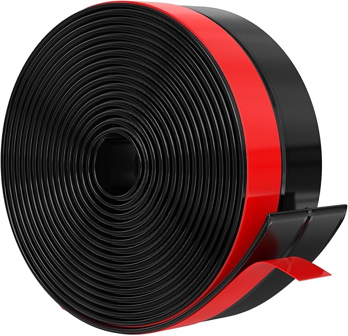 【2026 New Upgrade】 Wide Silicone Weather Stripping Door Seal with Strong Adhesive 1" x 25 ft, Draft Stopper for Garage, Shower & Sliding Doors - Gap & Under Door Protection, Black