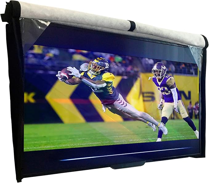 Outdoor TV Cover 80-85 inch - WITH FRONT FLAP - Weatherproof, Waterproof protection, Soft Interior, With Bottom cover - Black
