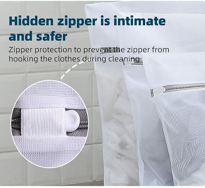 4Pcs Mesh Laundry Bags with Zipper | Laundry Bags Mesh Wash Bags for Coats, Jackets, Bra, Underwear & Family/Travel Use