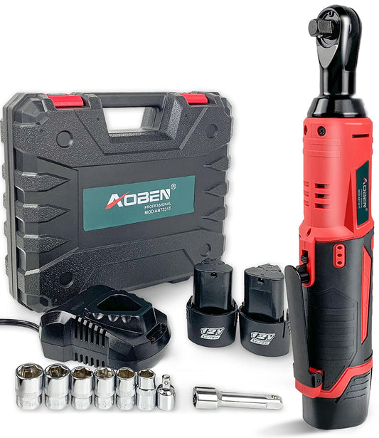 AOBEN Cordless Electric Ratchet Wrench Set, 3/8" 12V Power - Image 1