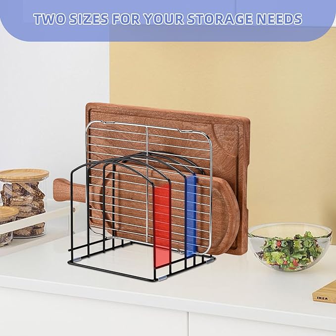 5-Slot Cutting Board Organizer, Bakeware Organizer, and Kitchen Cabinet Organizer for Baking Trays and Cookie Sheets (1pc 5 Slot for two size)