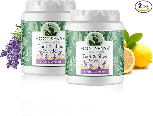 FOOT SENSE All Natural Foot & Shoe Powder, Foot Deodorant, Talc-Free, Odor Eliminator, Disinfects & Deodorizes, Long-Lasting up to 6 Months Safe for Men, Women, Kids, Athletes, 50g (2 Pack)