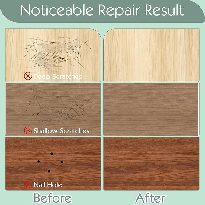 Zorfeter 20 Pack Wood Filler Sticks with 2 Scrapers, 20 Colors Wood Wax Crayons Furniture Repair Kit, Scratch Repair Crayons for Floors Cabinets Tables Doors