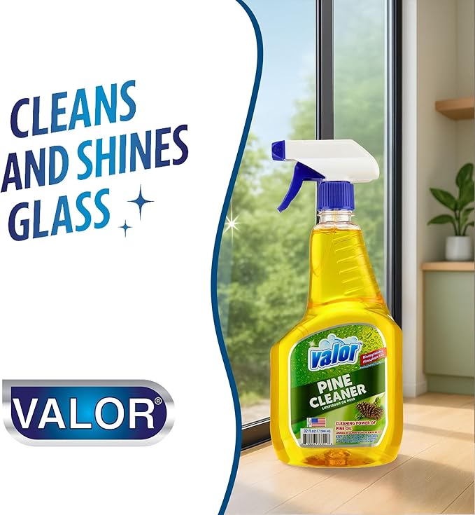 Valor Pine All-Purpose Cleaner with Trigger Sprayer, 32 fl oz – Multi-Surface Household Cleaner, Powerful Degreaser, Biodegradable, Fresh Pine Scent, Kitchen & Bathroom Use (32 Fl Oz (Pack of 12))