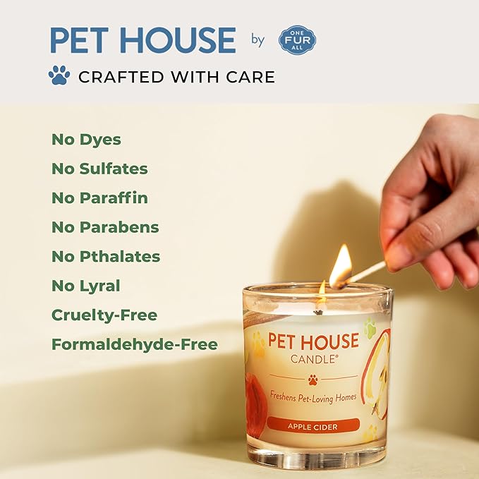 Pet House Candles, 9 oz Fresh Cut Grass Scented Candle, Clean Burning, Long Lasting Plant-Based Pet Friendly Candle, 60 Hour Burn Time