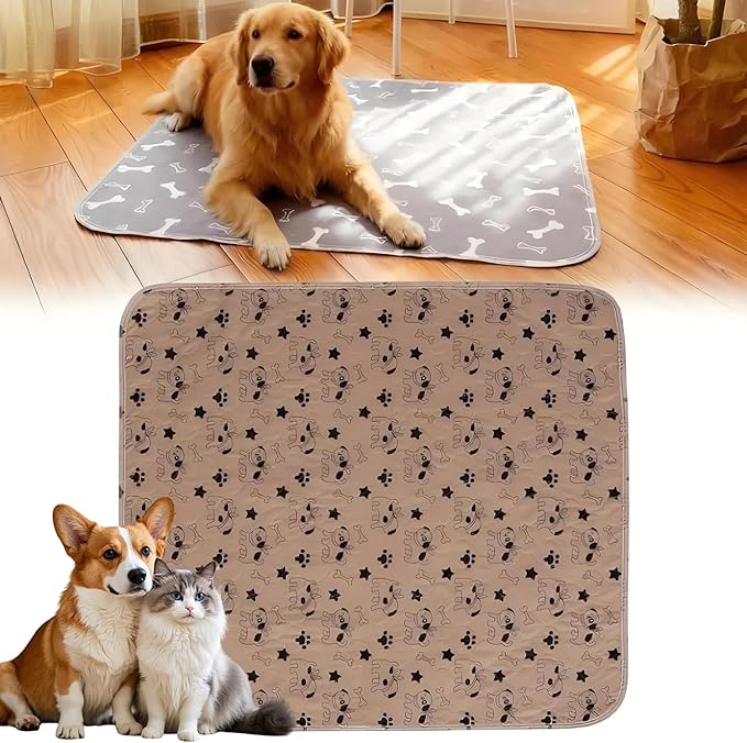 Puppy Pads with pheromones, Reusable Puppy Pads for Dogs & Cats, Washable, Durable Leak-Proof & Anti-Slip Pet Training Pads for Home & Travel(Brown-B, L: 31.5" × 27.6")