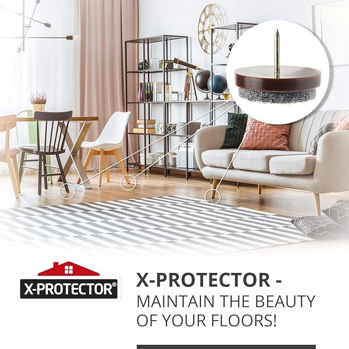 Nail-on Felt Pads X-PROTECTOR 40 PCS - 1.1" Felt Chair Pads - Floor Protectors for Furniture Legs - Best Furniture Sliders for Hardwood Floors (28mm)!