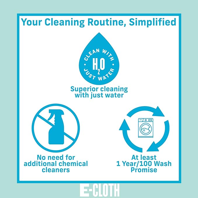 E-Cloth Deep Clean Mop Head, Microfiber Mop Head Replacement for Floor Cleaning, Great for Hardwood, Laminate, Tile and Stone Flooring, Washable and Reusable, 100 Wash Guarantee, 2 Pack