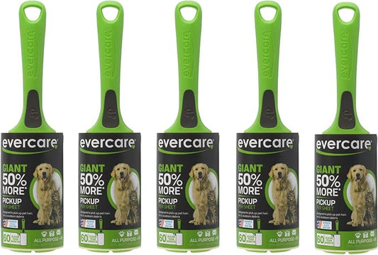 Evercare Pack of 5 Pet Extreme Stick Giant Refillable Lint Roller, 60 Sheets