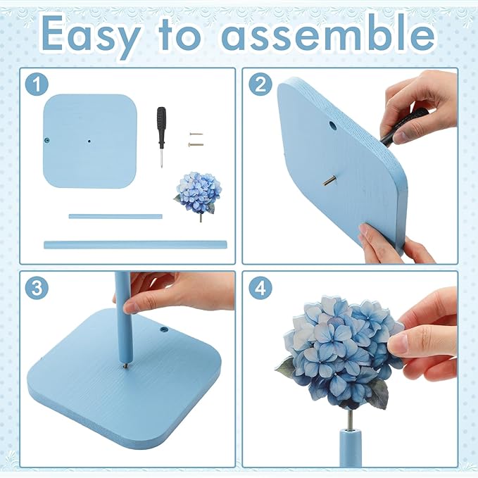 Leinuosen Blue Hydrangea Coquettish Cute Hydrangea Wooden Paper Towel Holder Blue Bathroom Countertop Accessories Kitchen Roll Stand Organizer Standing Apartment Decor Housewarming Gift