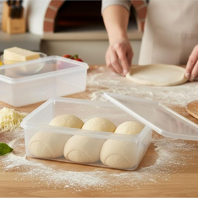 2 Set Pizza Dough Proofing Box,Stackable BPA Free Food Storage Containers,Sourdough Bread Proofer,Mixing Bowls with Lids,Pizza Accessories