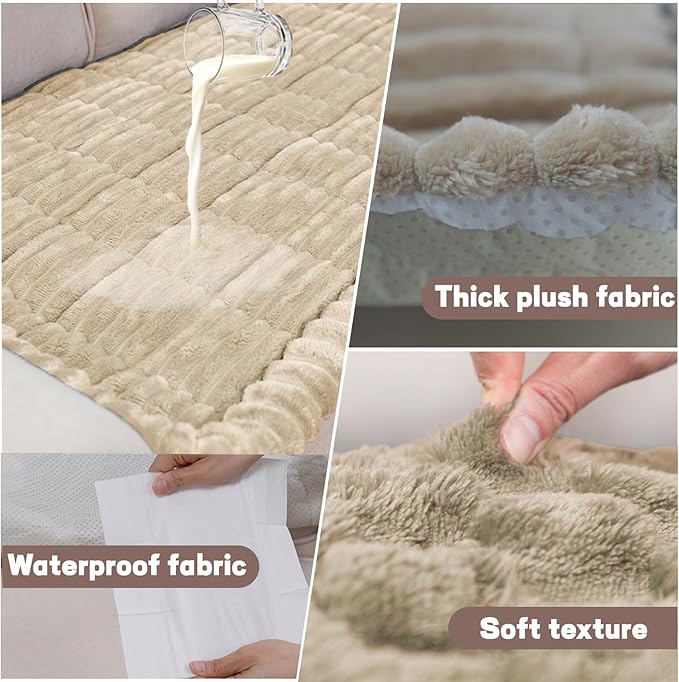 Waterproof Couch Cover for Dogs Washable,Non Slip Fuzzy Durable Couch Covers for 3 Cushion Sofa Pet Friendly Sofa Cover Dog Thick Soft Slipcovers Protector Couches Mat Bed (Brown, 27.6" x 59.06")