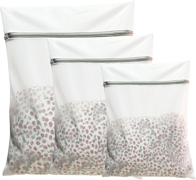 Delicates Mesh Laundry Bag, Washing Mesh Bags with Zipper, Lingerie Bag, Clothing Wash Bags for Laundry, Shirt, Stockings, Bra and Lingerie, Bed Sheet, Sweater, Blanket (White, Set2)