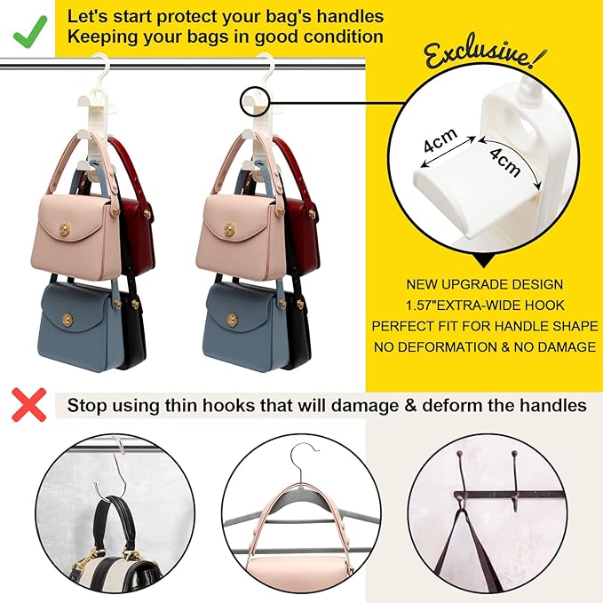 Closet-Organizers-and-Storage,Purse Hanger for Closet-Organizer,2 Pack Purse-Organizer for Organization-and-Storage,Sturdy Hang Bag Organization for Heavy Bag,College Dorm Room Essentials