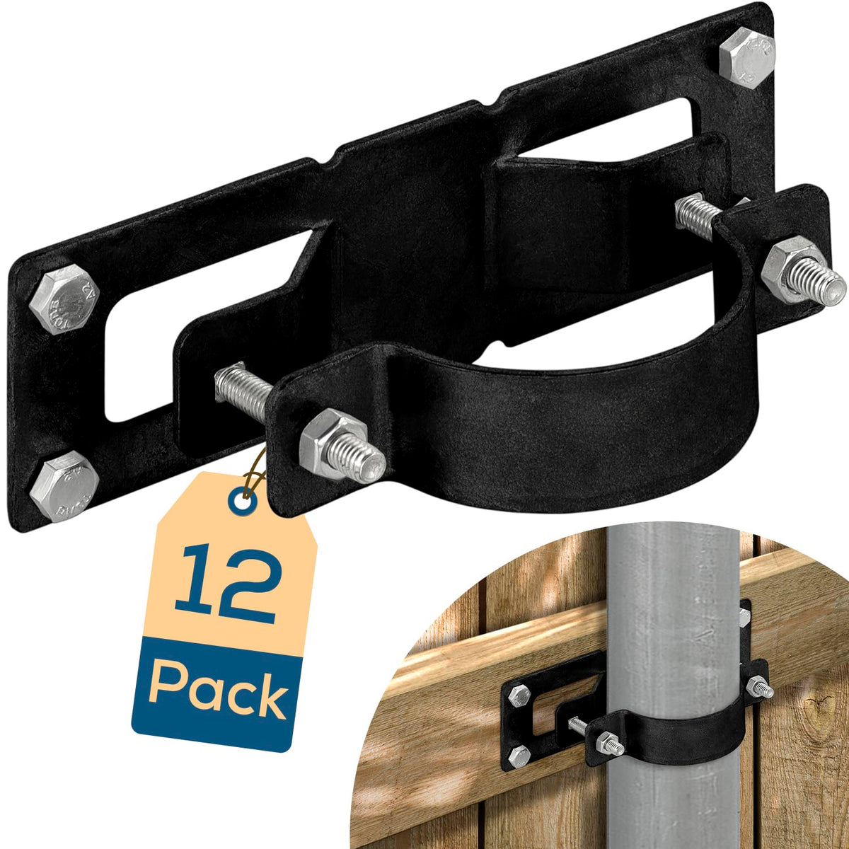 12 Pack Fence Brackets, Black Fence Frame - Image 1
