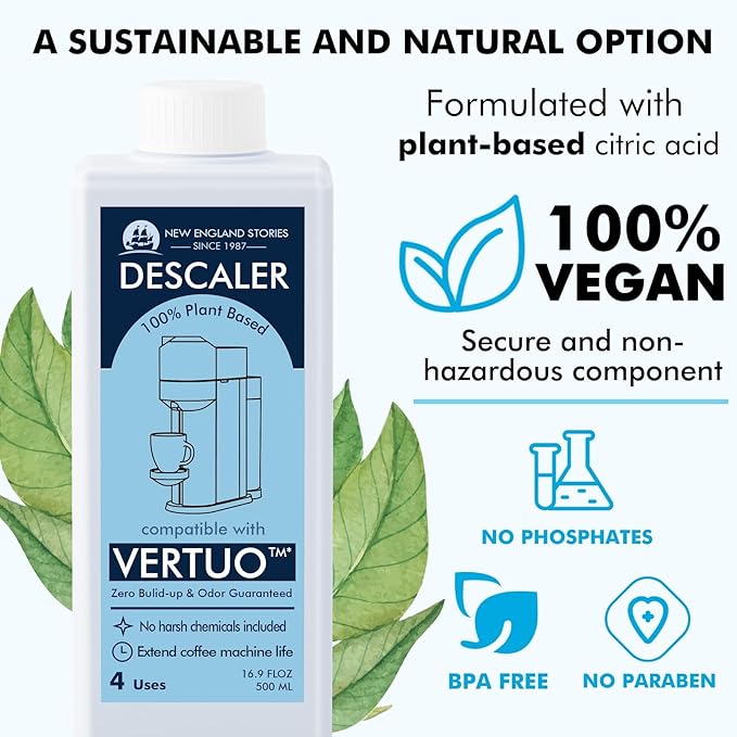 Nespresso Compatible Descaling Solution, 2 Years 8 Total Uses Descaling Kit. Effectively Remove Limescale & Mineral Build-Up. Restore Your Machine's Performance and Extend Lifespan for Perfect Coffee