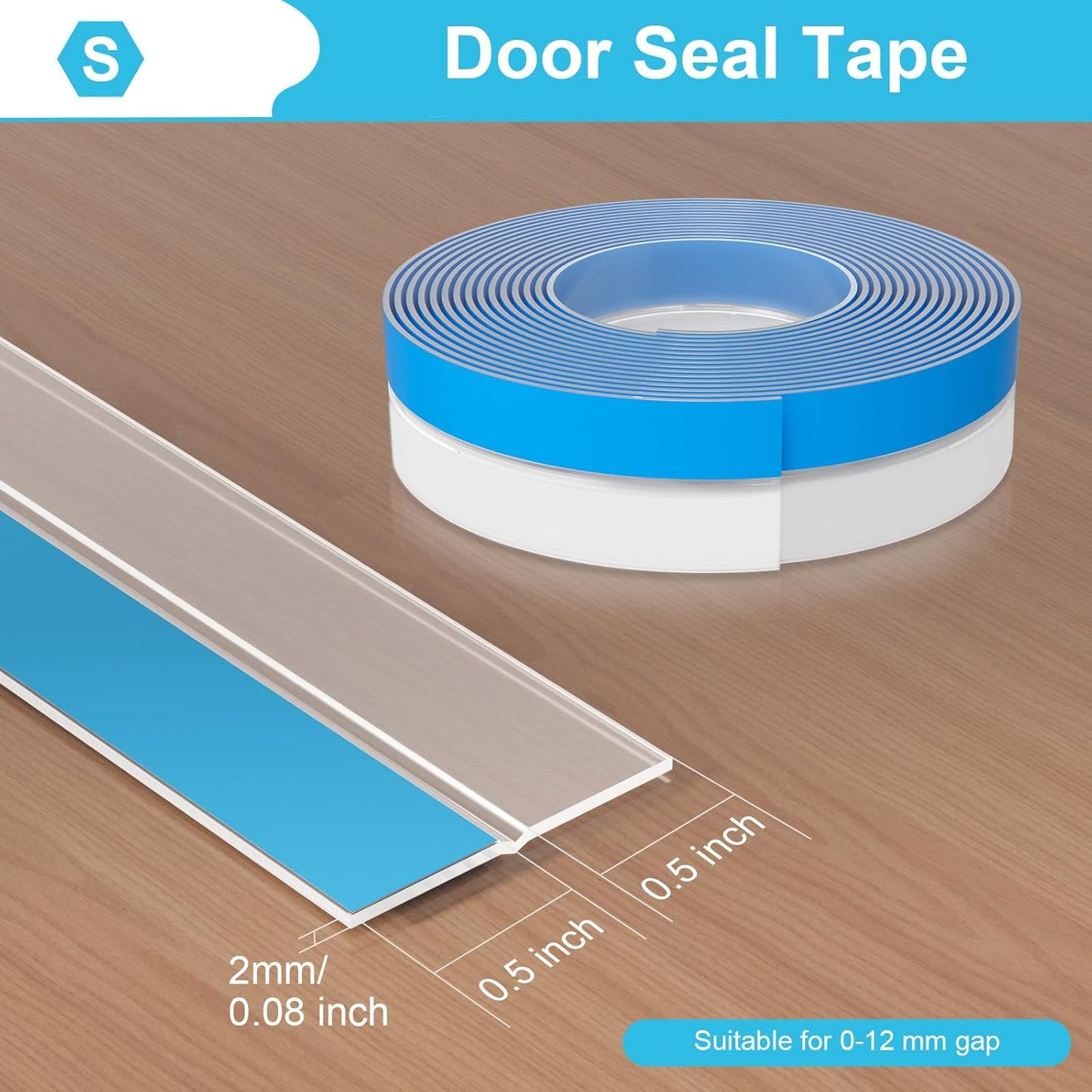Weather Stripping Door Seal Strip 20 Ft — Clear Silicone Gap Blocker for Doors, Windows & Showers