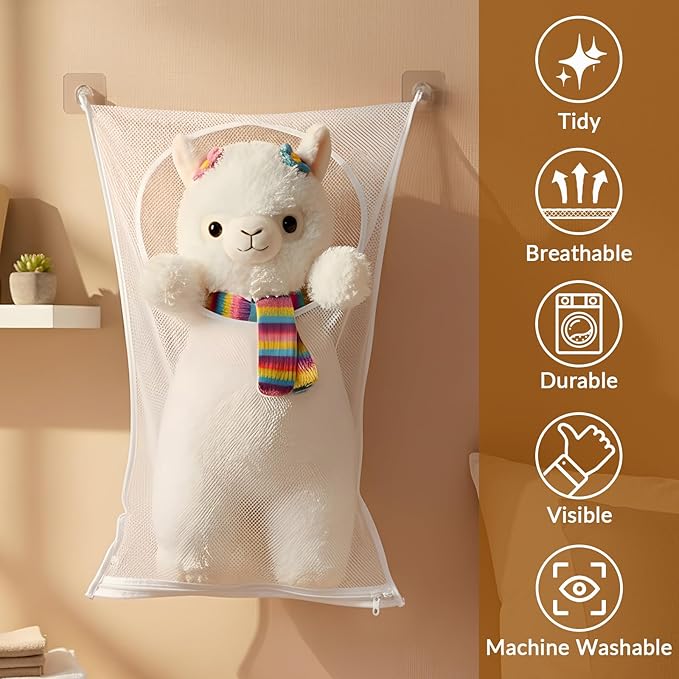 Hanging Laundry Hamper Bag,30x20 Inch Foldable Wall Hanging Laundry Bag,Portable Space Saving Dirty Clothes Bags with 2 Adhesive Hooks for Dirty Clothes Organization Storage (2)