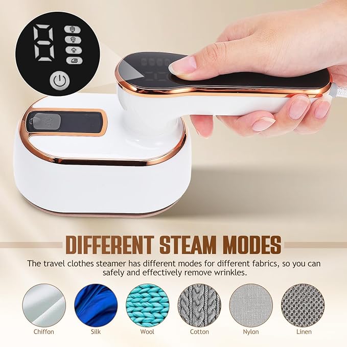 STOBAZA Portable Travel Garment Steamer with Folding Handle 1000W Fast Heat Handheld Clothes Steamer Large Water Tank 4 Steam Settings for Home and Office Wrinkle Removal